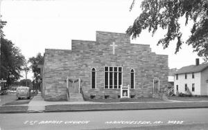 Autos 1st Baptist Church Manchester Iowa 1950s RPPC Photo Postcard 1575