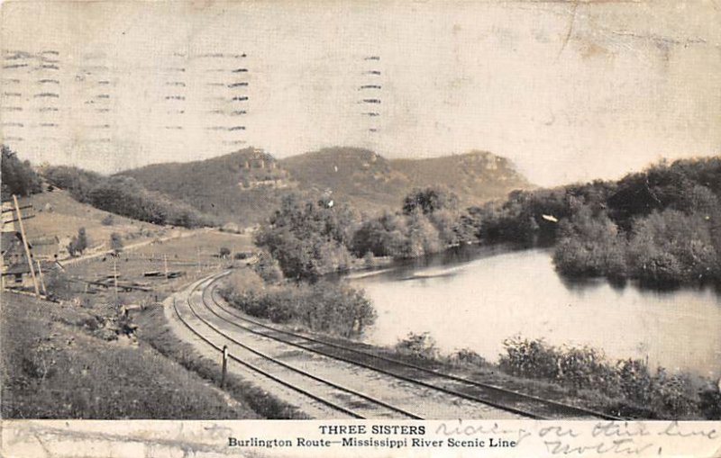 Three Sisters Burlington Route-Mississippi River Scenic Line Burlington Train...