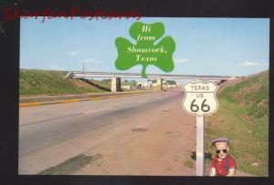 HI FROM SHAMROCK TEXAS ROUTE 66 BRIDGE VINTAGE POSTCARD