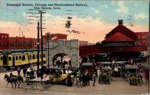 Postcard Des Moines Iowa C&N Railway Station IA Train Depot Antique KJ5