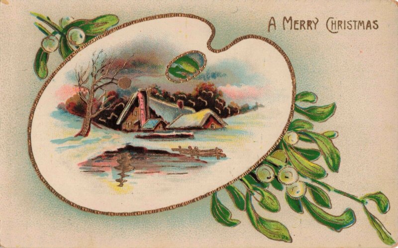 Circa 1910 Holiday Christmas Antique Postcard Winter Scene Printed in Germany