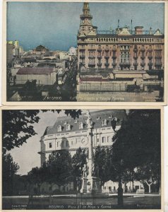 Rosario Plaza & Clock Argentina Real Photo 2x Postcard