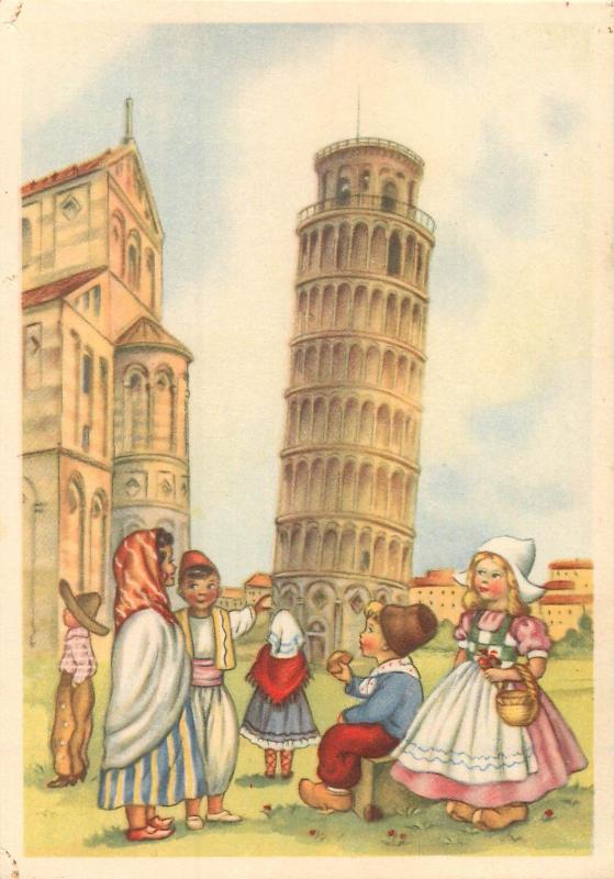 Italy dutch children at Pisa Tower