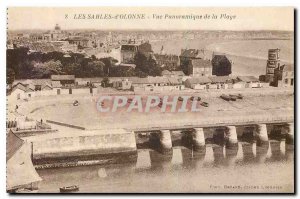 Old Postcard The Olonne Panoramic Beach Sands