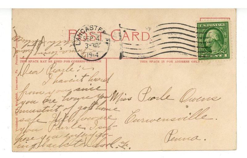 PA - Lancaster. Stevans Industrial School  (excessive postal ink)