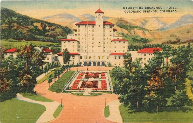 The Broadmoor Hotel Colorado Springs Colorado Linen Postcard