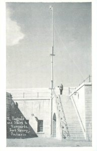 Ontario Canada Fort Henry Flagpole & Stairs to Ramparts 1956 B&W Postcard