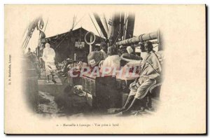 Old Postcard Boat Marseille Loango View taken on board