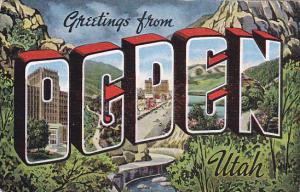 Greetings From Ogden Utah Large Letter Linen