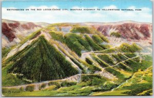 Red Lodge-Cooke Montana MT, Highway, Yellowstone National Park, Vintage Postcard