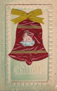 Christmas With Ribbon Red Bell and Angel Embossed