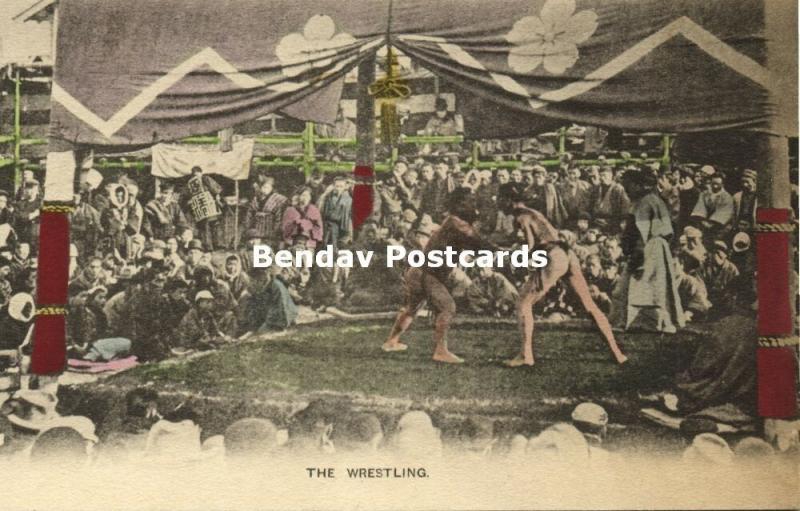 japan, Sumo Wrestlers during Wrestling Bouts Dohyō Ring Sports (1905)