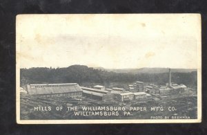 WILLIAMSBURG PENNSYLVANIA PAPER MILL FACTORY VINTAGE POSTCARD PA.