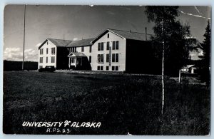 Fairbanks Alaska AK Postcard RPPC Photo University Of Alaska Building 1948