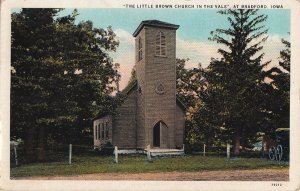 Postcard The Little Brown Church in Vale Bradford Iowa IA