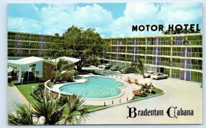 BRADENTON, Florida FL ~ Roadside BRADENTON CABANA MOTEL Pool c1960s Postcard