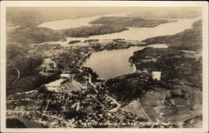 Lake Placid New York NY Aerial View Real Photo Vintage Postcard