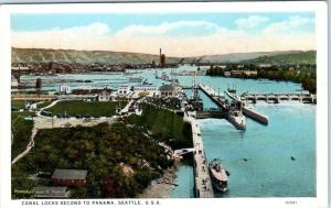 SEATTLE, Washington  WA    CANAL LOCKS Second to Panama   ca 1920s    Postcard