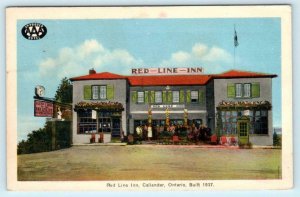 CALLANDER, Ontario Canada ~ Roadside RED LINE INN c1940s Postcard