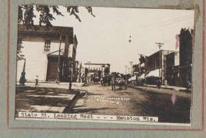 Mauston WISCONSIN RPPC 1915 MAIN STREET STORES nr Tomah New Lisbon Dells WI KB