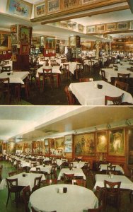 Postcard Interior Views Haussner's Restaurant Paintings Baltimore Maryland MD
