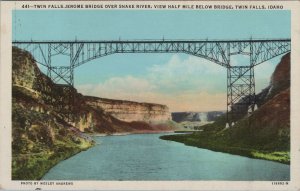 Postcard Twin Falls Jerome Bridge Over Snake River Half Mile Below Twin Falls ID