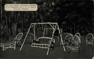 Antique Postcard ORMOND FLORIDA FL Rustic Furniture Works CARPENTRY ADVERTISING