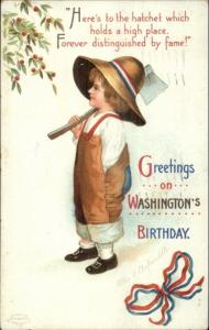 George Washington Birthday Little Boy w/ Axe - Ellen Clapsaddle Postcard