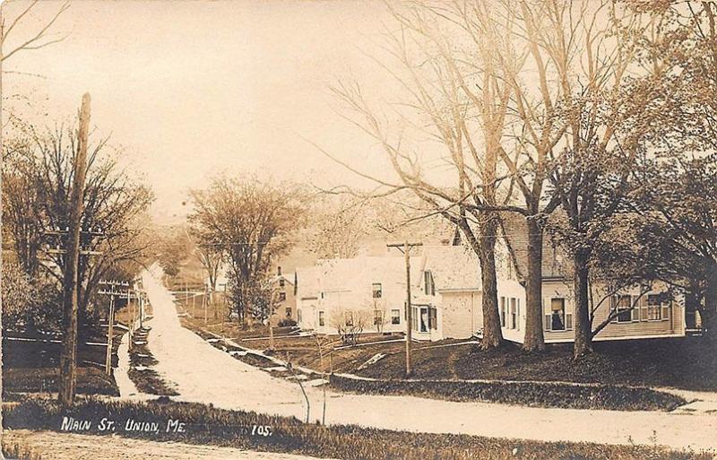 Union ME Main Street Houses View RPPC Postcard