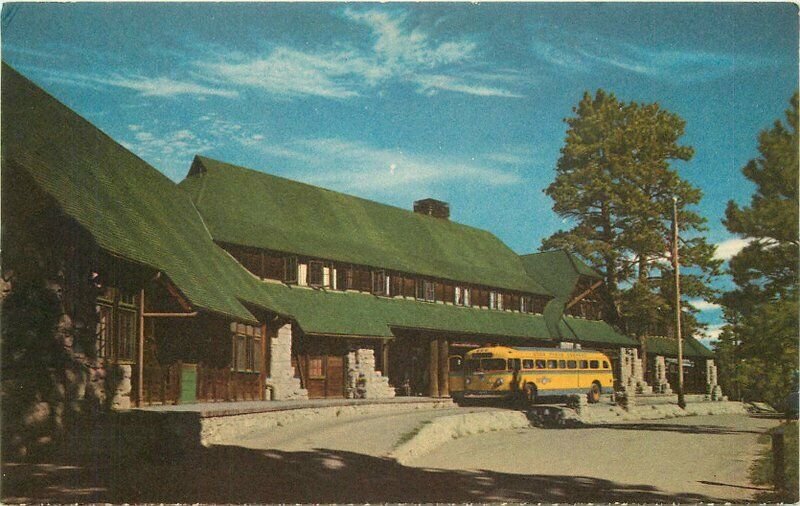 Bus Bryce Canyon Lodge Utah roadside Postcard 20-10432