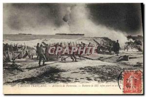 Postcard Old Army Fortress Artillery 155mm battery short in action