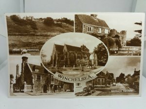 Vintage RP Multiview Postcard Winchelsea Barrack Square Armory Church Real Photo