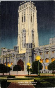 Scottish Rite Cathedral N Meridian St Night Scene Linen Postcard VTG UNP Vintage 