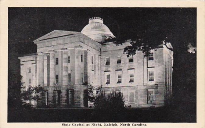 North Carolina Raleigh State Capitol Building At Night 1942