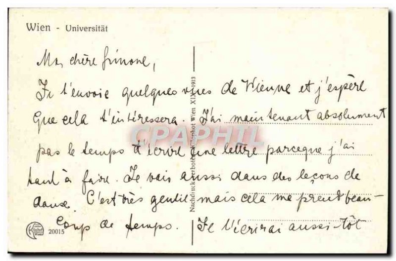 Postcard Old Universitat Wien