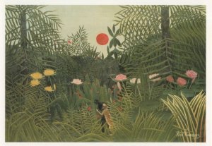 Henri Rousseau Virgin Forest With Setting Sun Kunstmuseum Painting Postcard