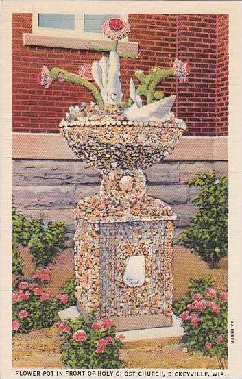 Wisconsin Dickeyville Flower Pot In Front Of Holy Ghost Church Curteich