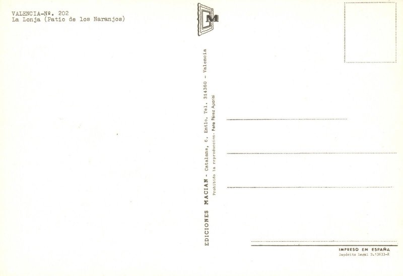 Postcard La Lonja Patio De Los Naranjos Valencia Spain