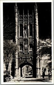 RPPC Memorial Tower, University of Missouri Columbia MO Vintage Postcard S35