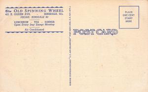 Old Spinning Wheel Restaurant, Hinsdale, Illinois, Early Postcard, Unused