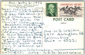 Hyannis Cape Cod Massachusetts 1972 Postcard St. Francis Xavier Church JFK