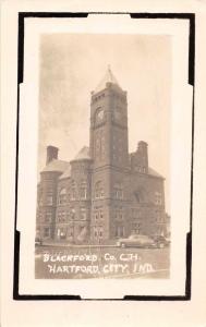 Hartford City Indiana view of Blackford Co Court House real photo pc Z22895