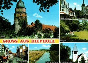 VINTAGE CONTINENTAL SIZE POSTCARD GREETINGS FROM DIEPHOLZ GERMANY