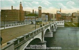 MI, Grand Rapids, Michigan, Grand Trunk Depot and Bridge, Trolley