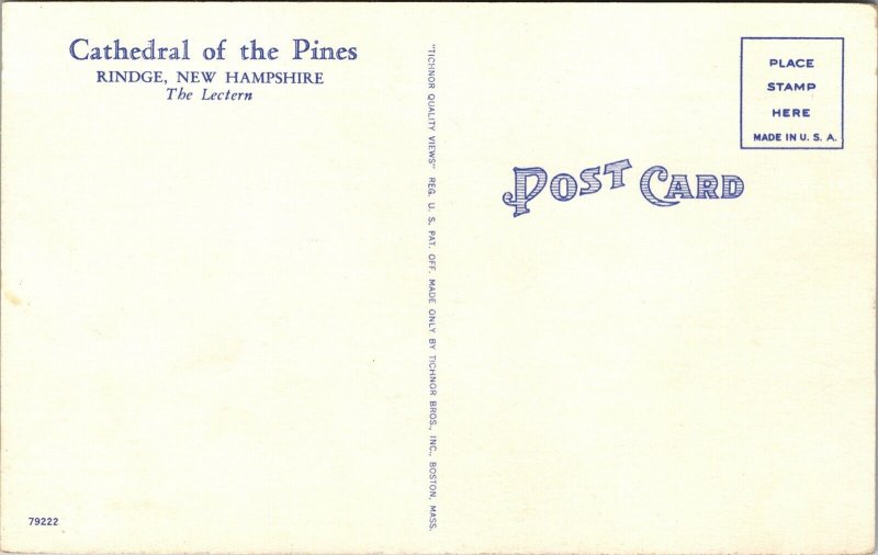 Three Linen Postcards Cathedral of the Pines in Rindge, New Hampshire~3522 