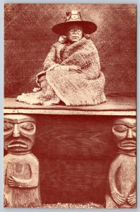 Chief's Daughter, Nakoaktok, ca1915 Edward Curtis, Fort Rupert BC Sepia Postcard
