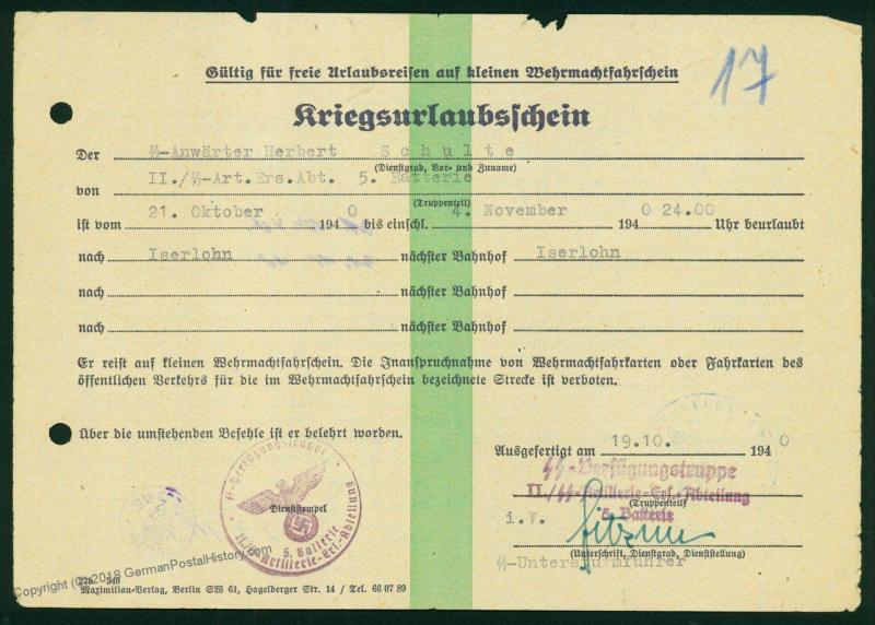 3rd Reich Germany Waffen SS 5th Art Regt Member File 73163