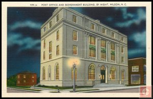 Post Office and Government Buildings at Night, Wilson, N.C.