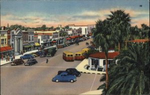 Daytona Beach Florida FL Beach Street Scene Bus Linen Vintage Postcard