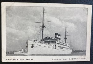 Mint Picture Postcard Burns Philp Liner Merkur Australia Java Singapore Service